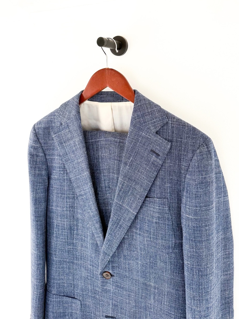Suitsupply Hudson E. Thomas Wool Silk Linen Suit Blue Plaid Textured Weave 38R - Picture 8 of 16